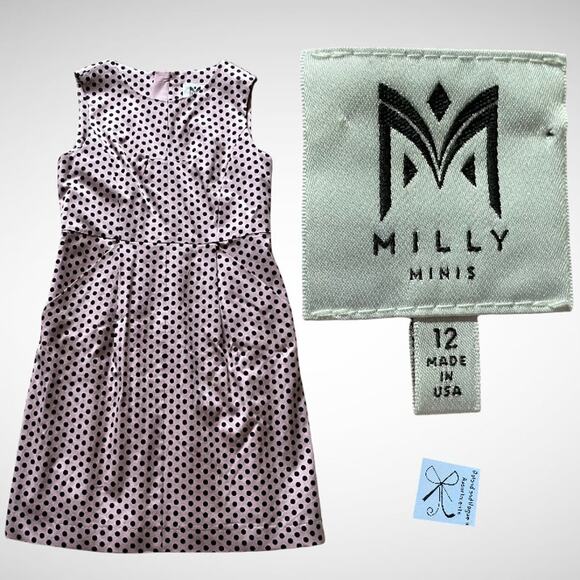 Milly Minis Polka Dot Sheath Sleeveless Dress Kids Sz 12 - Picture 1 of 10